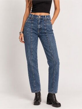 Reformation 70s Stud Jeans 25 High Rise Front Seam Retro Baltic Blue Denim